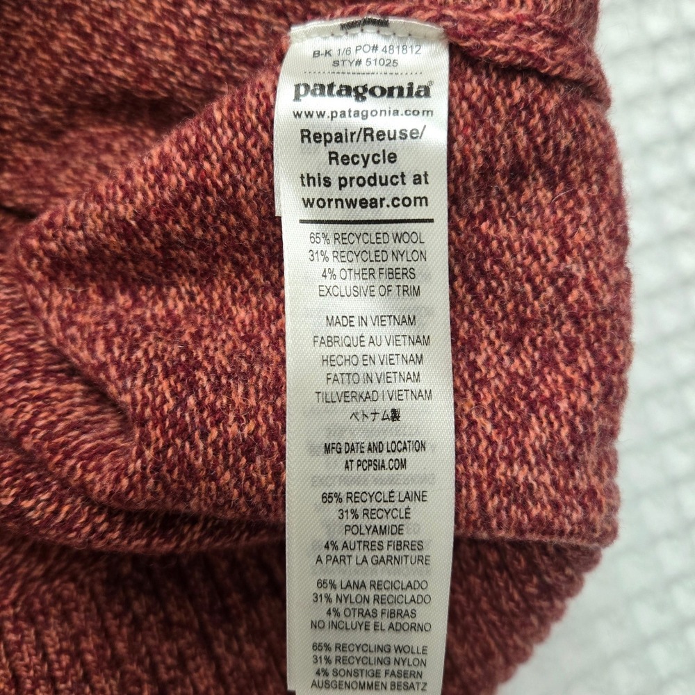 Patagonia Womens Large Recycled Wool-Blend Crewneck Sweater Dark Ruby Red Luxury - Picture 4 of 9
